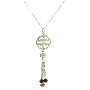 Joseph Esposito Solid 925 Sterling Silver Onyx & Carnelian Necklace